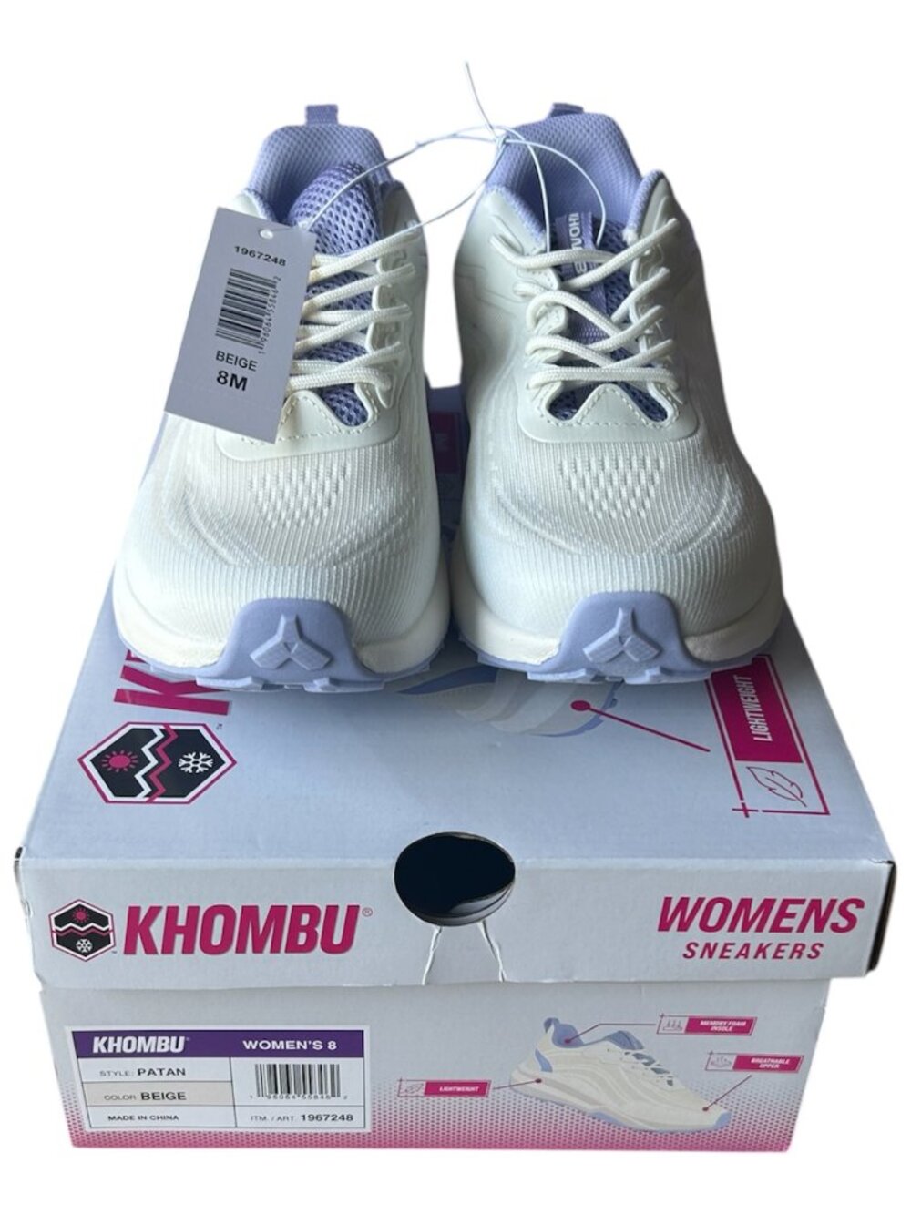 Khombu Women's Sneaker lightweight Memory Foam Beige Size 8